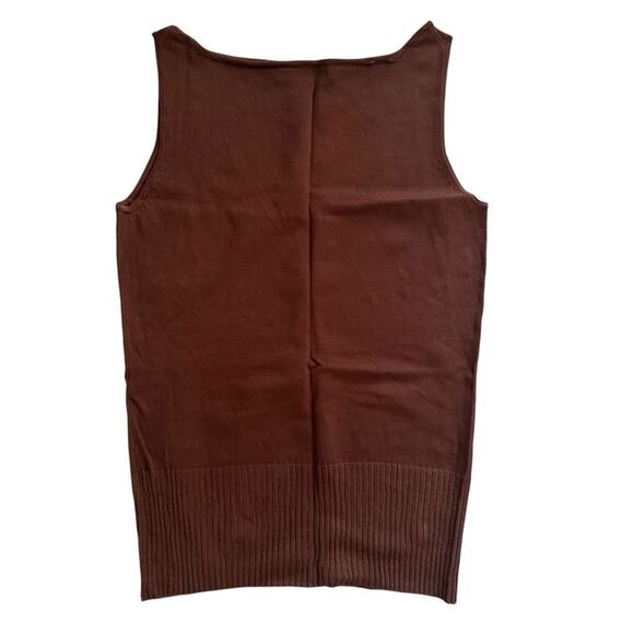 Elegant Fitted Brown Tank Top with Wide Straps - Picture 4 of 6